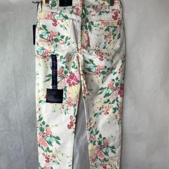 NWT NYDJ Kendall Printed Roll Cuff Ankle Jean lift tuck tech White Floral size 6 - Picture 5 of 13